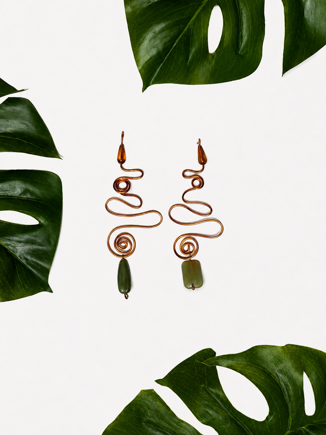 Green Goddess Copper Earrings