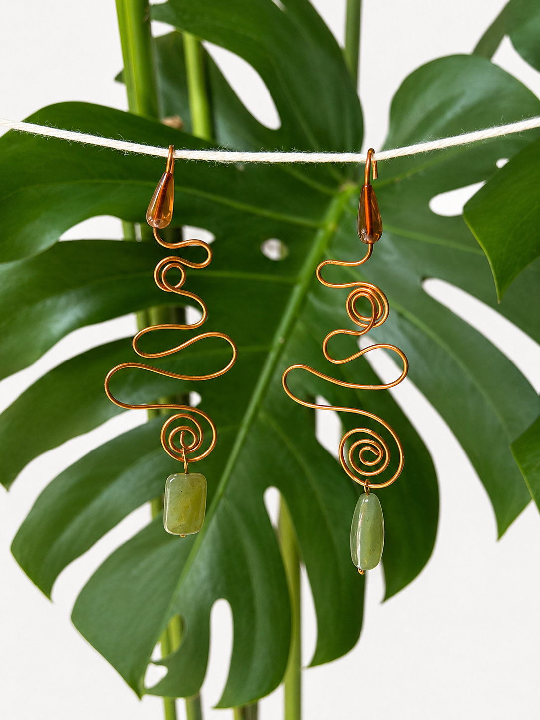 Green Goddess Copper Earrings